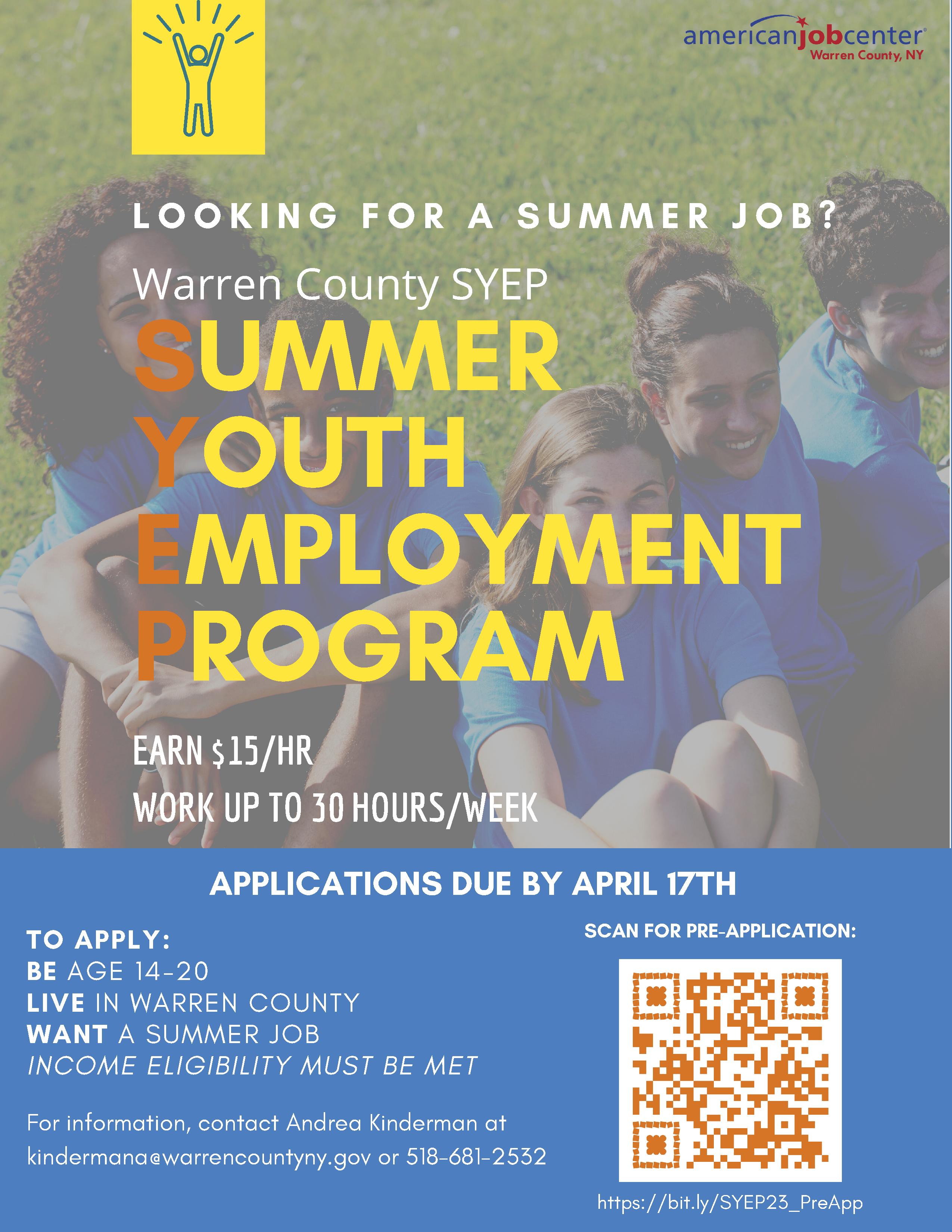 Application Period Open For Summer Youth Employment Program Warren County